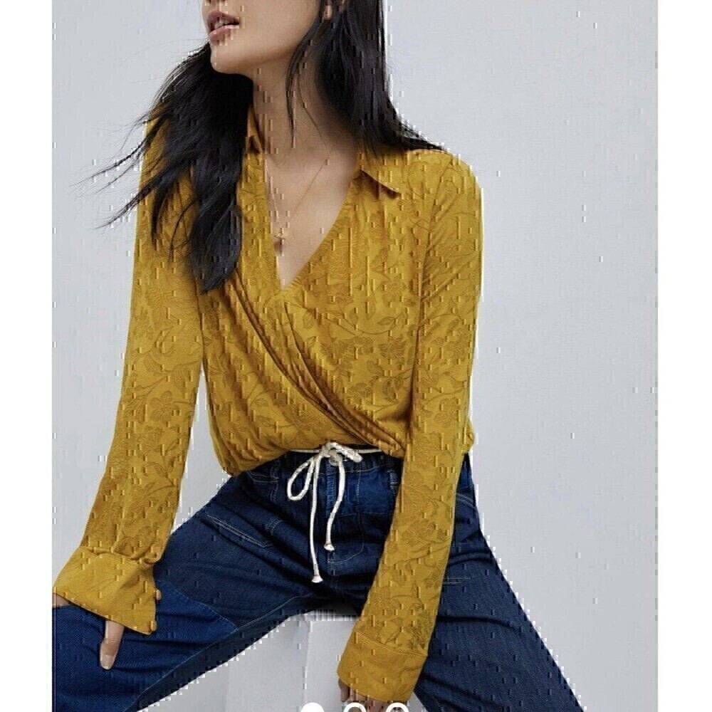 NWOT Anthropologie Maeve Fall Feminine Cottagecore Floral Burnout Wrap Top Sz. S